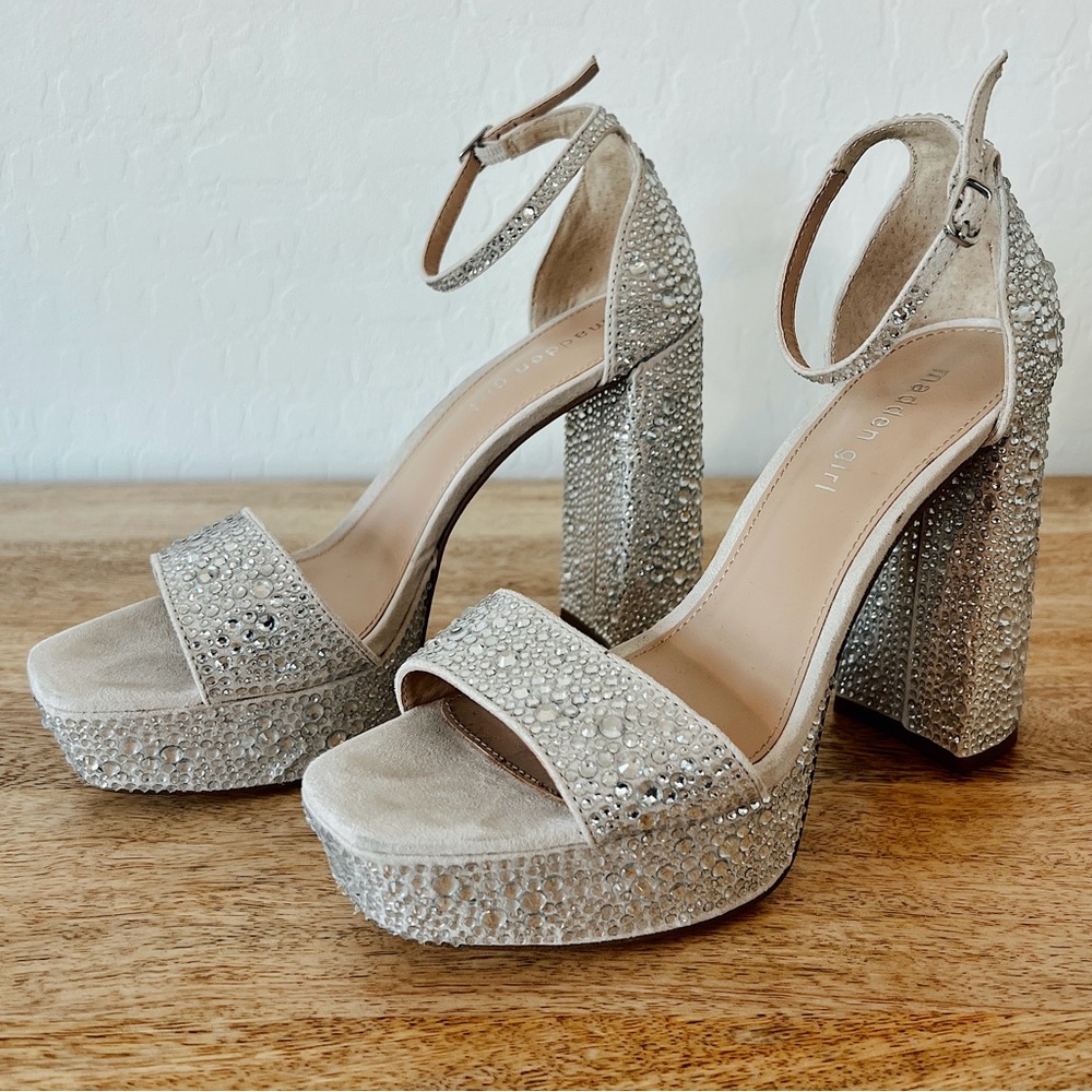 Madden Girl Ivy Rhinestone Omega Platform Heels